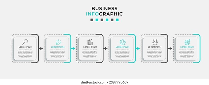 Vector Infographic design business template with icons and 6 options or steps.  square design or diagram