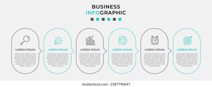 Plantilla de negocio de diseño de infografía vectorial con iconos y 6 opciones o pasos.  diseño cuadrado o diagrama