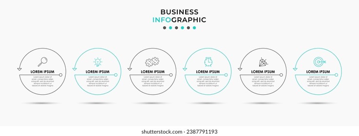 Vector Infographic design business template with icons and 6 options or steps. square design or diagram