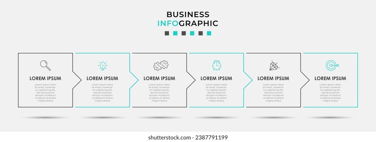Vector Infografik Design Business Template mit Symbolen und 6 Optionen oder Schritten. quadratisches Design oder Diagramm