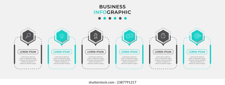 Vector Infographic design business template with icons and 6 options or steps. square design or diagram