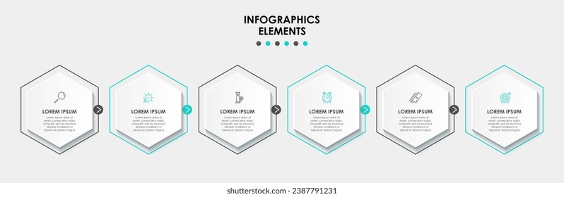 Plantilla de negocio de diseño de infografía vectorial con iconos y 6 opciones o pasos. diseño cuadrado o diagrama