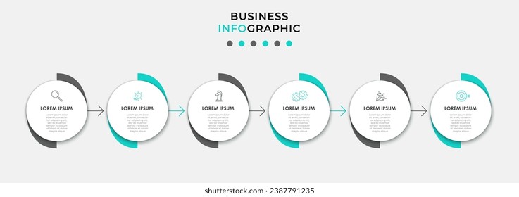 Vector Infographic design business template with icons and 6 options or steps. square design or diagram