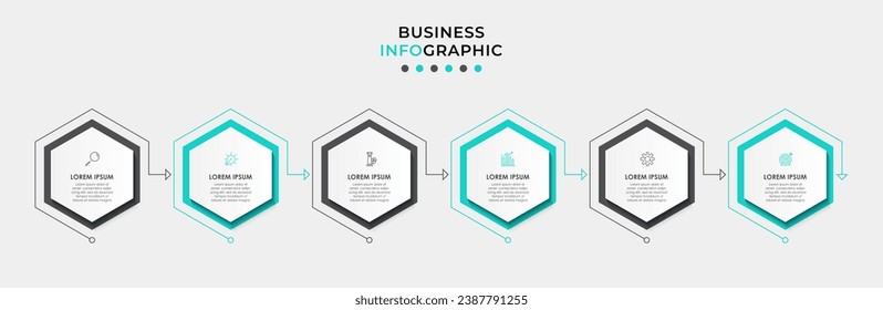 Vector Infographic design business template with icons and 6 options or steps. square design or diagram