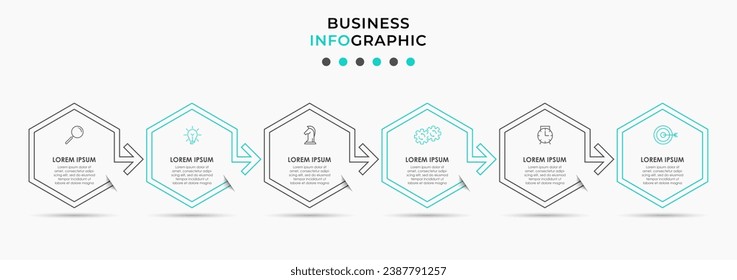 Plantilla de negocio de diseño de infografía vectorial con iconos y 6 opciones o pasos. diseño cuadrado o diagrama