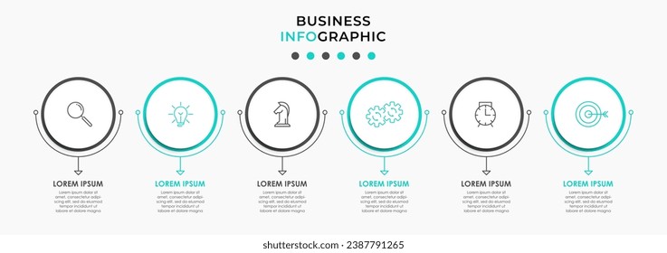Vector Infographic design business template with icons and 6 options or steps. square design or diagram