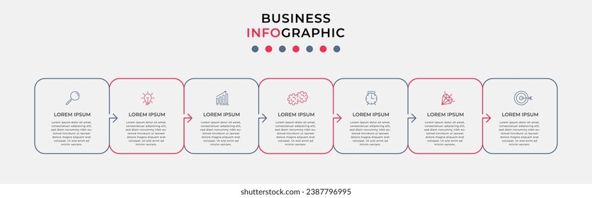 Vector Infographic design business template with icons and 7 options or steps.  square design or diagram