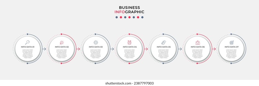Vector Infographic design business template with icons and 7 options or steps.  square design or diagram