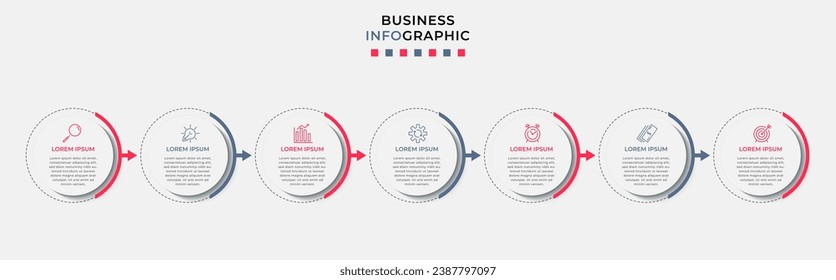 Vector Infographic design business template with icons and 7 options or steps.  square design or diagram