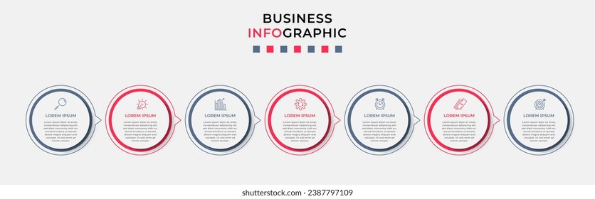 Vector Infographic design business template with icons and 7 options or steps.  square design or diagram