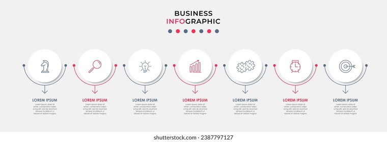 Vector Infographic design business template with icons and 7 options or steps.  square design or diagram