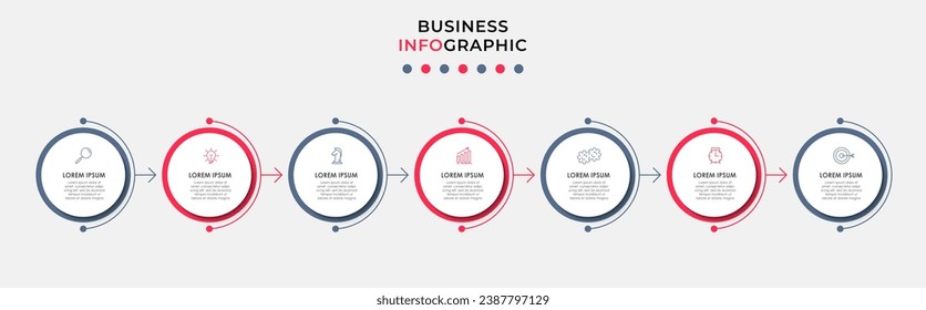 Vector Infographic design business template with icons and 7 options or steps.  square design or diagram