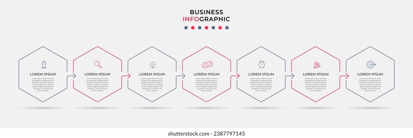 Vector Infographic design business template with icons and 7 options or steps.  square design or diagram