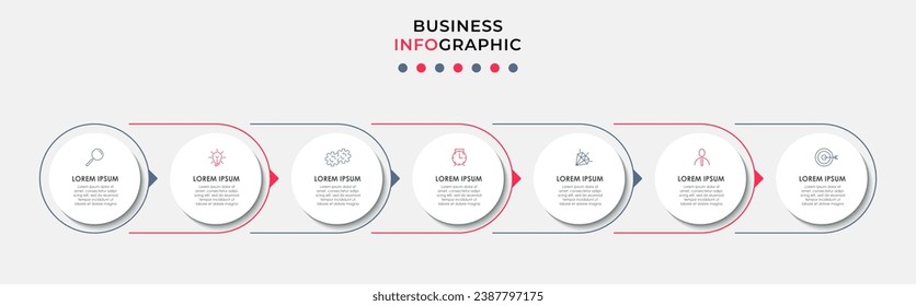 Vector Infographic design business template with icons and 7 options or steps.  square design or diagram