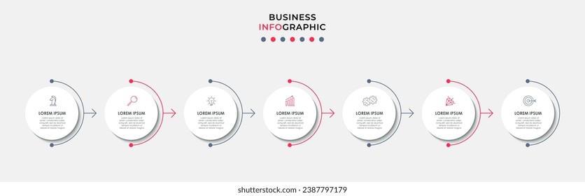 Vector Infographic design business template with icons and 7 options or steps.  square design or diagram