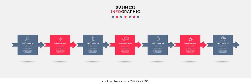 Vector Infographic design business template with icons and 7 options or steps.  square design or diagram