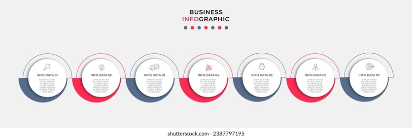 Vector Infographic design business template with icons and 7 options or steps.  square design or diagram