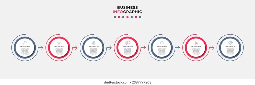 Vector Infographic design business template with icons and 7 options or steps.  square design or diagram