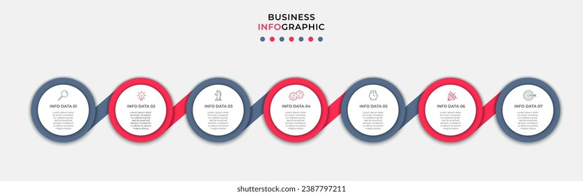 Vector Infographic design business template with icons and 7 options or steps.  square design or diagram