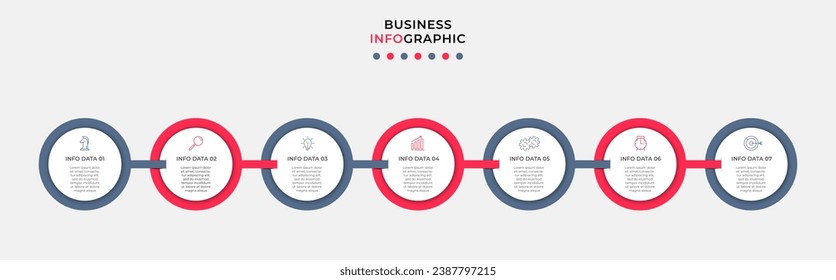 Vector Infografik Design Business Template mit Symbolen und 7 Optionen oder Schritten.  quadratisches Design oder Diagramm