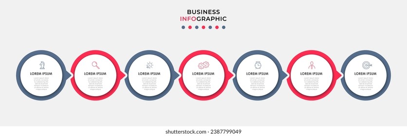 Vector Infografik Design Business Template mit Symbolen und 7 Optionen oder Schritten.  quadratisches Design oder Diagramm