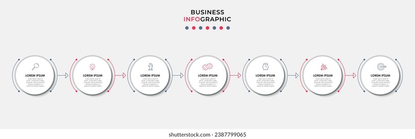 Vector Infographic design business template with icons and 7 options or steps.  square design or diagram