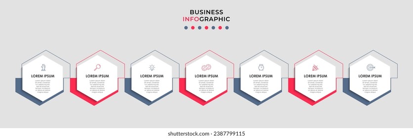 Plantilla de negocio de diseño de infografía vectorial con iconos y 7 opciones o pasos.  diseño cuadrado o diagrama