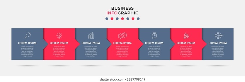 Vector Infographic design business template with icons and 7 options or steps.  square design or diagram