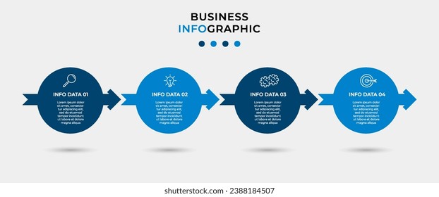 Plantilla de negocio de diseño de infografía vectorial con iconos y 4 opciones o pasos.  diseño cuadrado o diagrama