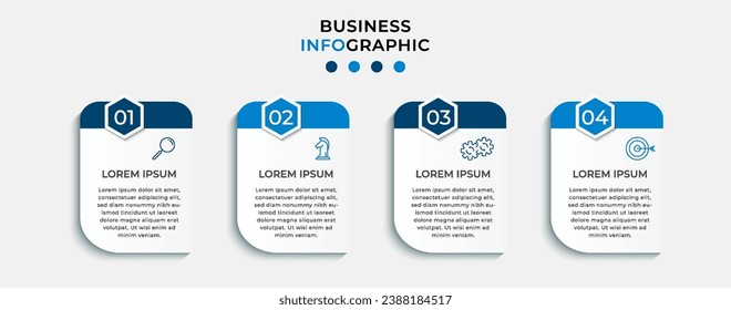 Vector Infographic design business template with icons and 4 options or steps.  square design or diagram