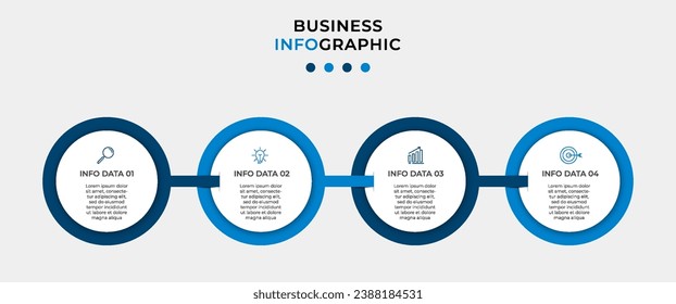 Plantilla de negocio de diseño de infografía vectorial con iconos y 4 opciones o pasos.  diseño cuadrado o diagrama