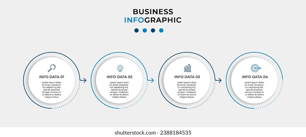 Vector Infografik Design Business Template mit Symbolen und 4 Optionen oder Schritten.  quadratisches Design oder Diagramm