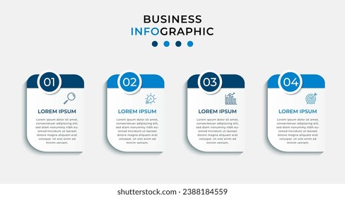 Plantilla de negocio de diseño de infografía vectorial con iconos y 4 opciones o pasos.  diseño cuadrado o diagrama