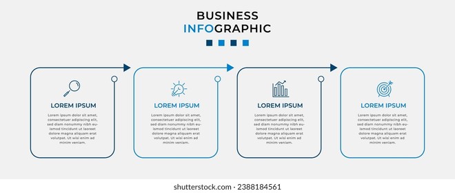 Vector Infografik Design Business Template mit Symbolen und 4 Optionen oder Schritten.  quadratisches Design oder Diagramm
