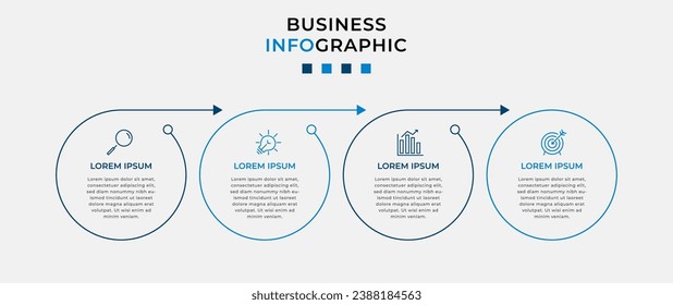 Plantilla de negocio de diseño de infografía vectorial con iconos y 4 opciones o pasos.  diseño cuadrado o diagrama