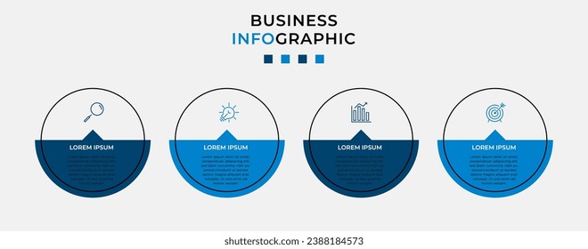 Plantilla de negocio de diseño de infografía vectorial con iconos y 4 opciones o pasos.  diseño cuadrado o diagrama