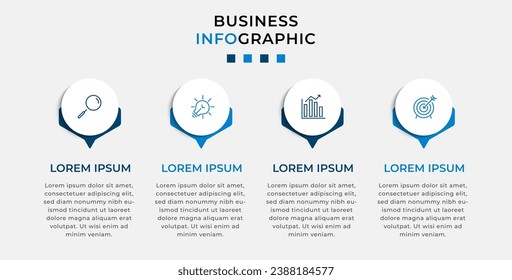 Vector Infographic design business template with icons and 4 options or steps.  square design or diagram