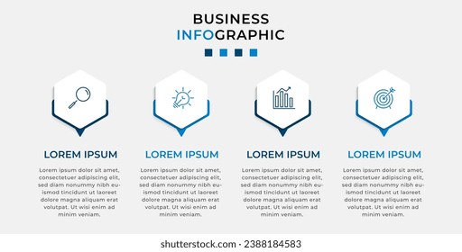 Vector Infographic design business template with icons and 4 options or steps.  square design or diagram