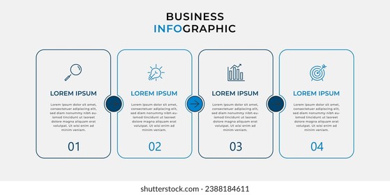 Vector Infografik Design Business Template mit Symbolen und 4 Optionen oder Schritten.  quadratisches Design oder Diagramm