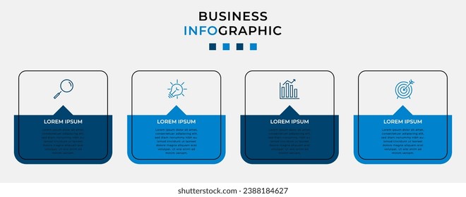 Plantilla de negocio de diseño de infografía vectorial con iconos y 4 opciones o pasos.  diseño cuadrado o diagrama