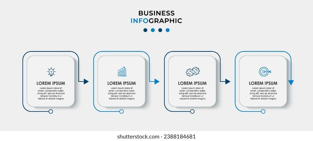Vector Infographic design business template with icons and 4 options or steps.  square design or diagram