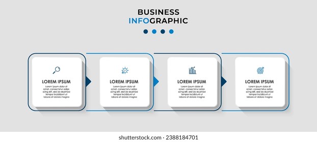 Plantilla de negocio de diseño de infografía vectorial con iconos y 4 opciones o pasos.  diseño cuadrado o diagrama
