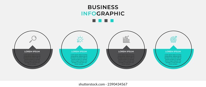 Vector Infographic design business template with icons and 4 options or steps.  square design or diagram