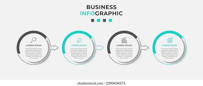 Vector Infographic design business template with icons and 4 options or steps.  square design or diagram
