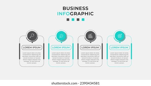 Vector Infographic design business template with icons and 4 options or steps.  square design or diagram