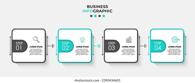 Vector Infographic design business template with icons and 4 options or steps.  square design or diagram