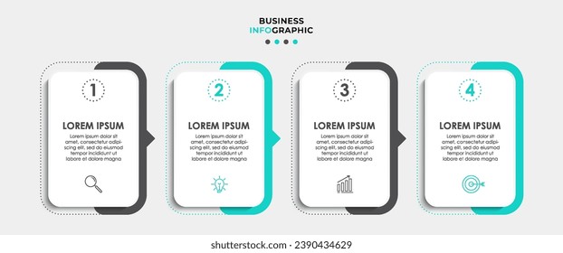 Vector Infographic design business template with icons and 4 options or steps.  square design or diagram