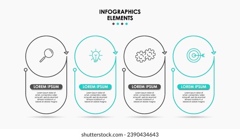 Plantilla de negocio de diseño de infografía vectorial con iconos y 4 opciones o pasos.  diseño cuadrado o diagrama