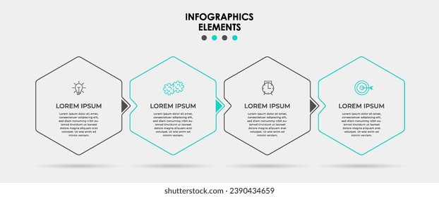 Plantilla de negocio de diseño de infografía vectorial con iconos y 4 opciones o pasos.  diseño cuadrado o diagrama