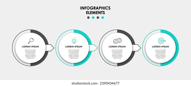 Vector Infographic design business template with icons and 4 options or steps.  square design or diagram
